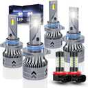 Upgraded 9005 9006 Light bulbs Compatible for Honda Civic (2006 2007 2008 2009 2010 2011 2012 2013 2014 2015), High & Low Beam & H11 Fog Light Set, 6500K White, Plug & Play, 6-Pack