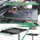 Adjustable Height Mobile Work Table, Foldable Table with Heavy Duty Steel, Rolling Tool Cart with Brakes for Garage Repair Shops DIY