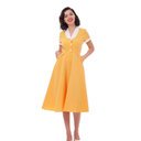 1950s Vintage Shirt Dress for Women Short Sleeve Peter Pan Collar Gingham Dress Audrey Hepburn Style Cocktail Swing Dresses, Mediu