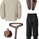Kids Medieval Viking Pirate Renaissance Tunic Pants Accessories Costume for Boys Cosplay 3-14 Years