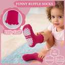 Baby Girls Toddler Ruffle Grip Socks Kids Non Slip Cute Frilly Cotton Crew Socks Uniform School Dress Sock 12 Pairs