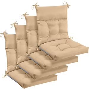 Sintuff 4 Pcs 44 x 21 x 4 Patio Chair Cushions Outdoor Chair Cushion Seat/Back Tufted Pillow with Ties Water Resistant Replacement Indoor Patio Furniture Outdoor Furniture (Solid Color,Beige)