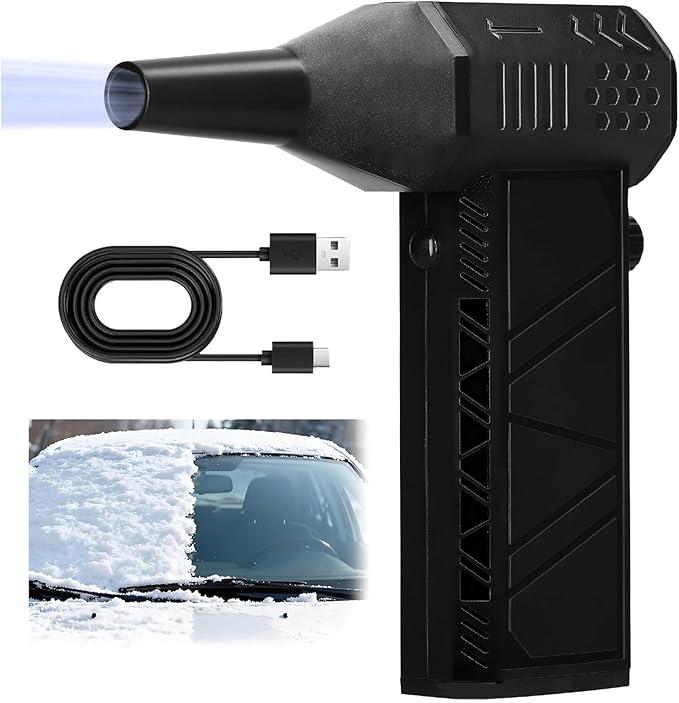 Mini Turbo Snow Blower, 130,000 RPM Compressed Air Duster with Magnetic Nozzle, Portable Turbo Jet Blower, Ideal for Vehicle Snow Removal and Home Cleaning (Black)