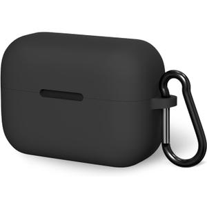 Geekria Silicone Case Cover Compatible with Soundcore by Anker AeroClip True Wireless Earbuds, Protective Earphones Skin Cover with Keychain Hook, Charging Port Accessible (Black)