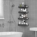 Sotfamily Plastic Shower Caddy Corner (for 90 Only), 4 Pack Adhesive Corner Shower Shelves for Smooth Wall Bathroom Organizers and Storage, Black