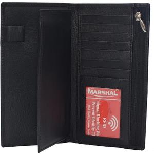 Marshal Genuine Leather Checkbook Cover Wallet Organizer with RFID Protection (Black)