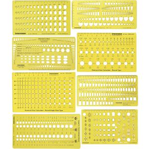 Traceease 8 Pieces Lot Jewelry Designing Template Drafting Tools for Stone Size & Weight Calculator, Mix-Pattern Jewellery Stencil