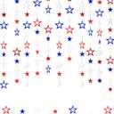 Patriotic Star Streamers Banner Garland Glitter for 4th of July BBQ Memorial Day 250th Anniversary Party Glossy Independence Day Celebration Labor Day Decorations Red White Blue 1 Strand 157.5In