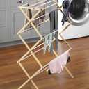 Whitmor Foldable Clothes Drying Rack: 3 Tier Laundry Drying Rack, Collapsible Drying Rack Clothing, Portable Space Saving Clothing Rack for Indoor Outdoor, 17.0 L x 29.5 W x 43.5 H, Wood