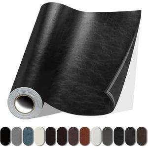 Leather Repair Patch, 17X79 Inch Glossy Self Adhesive Leather Repair, Large Vinyl Patch Tape for Couches, Furniture, Car Seats, Cabinets, Wall, Handbags 17X79 Inch, Black