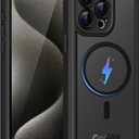 COOLQO Magnetic for iPhone 15 Pro Max Case, Dual Layer Matte Scratch-Resistant, Black (15ProMax-6.7inch)