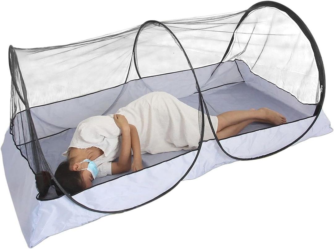 Pop Up Camping Tent - Mosquito Net Outdoor Grey Camping Ten | Foldable Baby Pop Up Crib Tent, Single Person Pop Up Mesh Camping Tent, Portable Nets for Camping, Hiking, Fishing, Size 60 inches x 35 inches