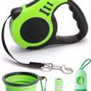 Retractable Green Dog Leash for Medium & Small Dogs & Cats - 16.5FT Tangle Free, Heavy Duty Walking Leash with Anti Slip Handle, Pause & Lock Strong Nylon Tape