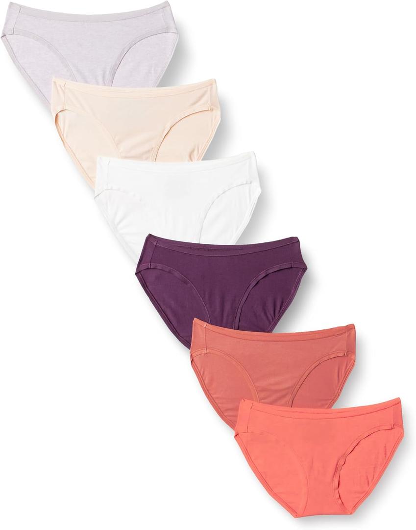 Amazon Essentials Women's Breathable Cotton Bikini Brief Underwear with Full Coverage, Multipacks, X-Small