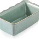 HVH Ceramic Loaf Pan for Baking Bread, Rectangular Baking Bread Loaf Pan, 9 x 5 inch Bread Pan, Bread Baking Pan for Cooking, Wave Series, Farmhouse Style (Turquoise)
