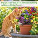 24 Bundles Artificial Flowers for Outdoors UV Resistant, Artificial Flowers Outdoor Decoration, No Fade Faux Fake Flowers Greenery Shrub Plants for Garden Home Front Porch Window Hanging Decor