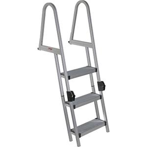 Extreme Max 3005.5284 Heavy-Duty Aluminum Pontoon & Dock Ladder with 15.75" Wide Fold-Up Steps - 3-Step, 300 lbs. Weight Capacity