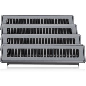 2 x 12 Floor Register, 4 Pack – Gray Vent Covers for Home Floor, Anti-Rust Coated Metal Surfaces with Adjustable Airflow Control Lever, Ideal for HVAC Systems, Living Room & Bedroom Floor Vents