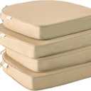 Outdoor Chair Cushions Set of 4, Waterproof Outdoor Seat Cushions for Patio Furniture, Patio Chair Cushion with Handle and Ties, Round Out Door Chair Pads,19" x 19" x 3", Beige
