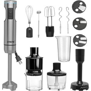 Handheld Immersion Blender Bundle, 1000W Powerful 12-in-1 Set for Smoothies,Orange Juicer,Minced meat,Milk frother,Egg Beater, Dough Hook, Vegetable Chopper, Potato Masher