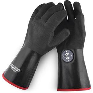 Freedom BBQ Gloves 932F Heat Rated Magnetic EZ On Off Safety Clips Waterproof for Grills Smokers Fryers Ovens (14")