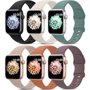 6 Pack Sport Bands Compatible with Apple Watch Band 38mm 40mm 41mm 42mm 44mm 45mm 49mm 46mm,Silicone Waterproof Strap for iWatch Apple Watch Series 11 10 9 Ultra 8 7 6 5 4 3 2 1 SE Women Men