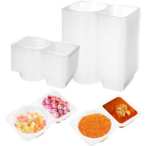 20 Sets Reusable Snack Container, Double Condiment Containers with Lids, Snack Pack Containers, Stackable Snack Containers with Lids, Portable Sauce Containers for To-Go Sauce, Sampling, Travel Snack