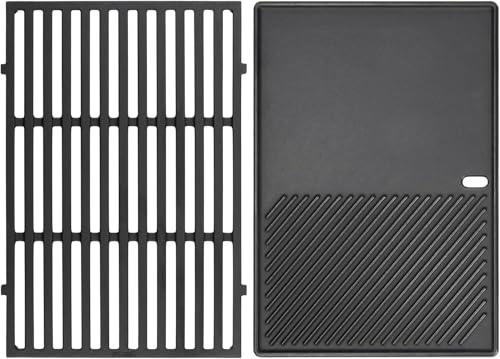 Grill Griddle and Grates for Weber Spirit 300, E-310, GS4 Spirit II 300 Series Grills, Genesis Silver/Gold B & C, Genesis 1000-3500, Reversible Cast Iron 7598 Griddle Plate, 7638 Grill Grate