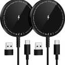 Magnetic Wireless Charger for iPhone: Compatible with Magsafe Charger iPhone 17 16 15 14 13 12 Series & Airpods 4 3 2 Pro-Fast 15W Max Charging Pad Strong Magnet, Dual USB-C/A Ports-Home Office Travel