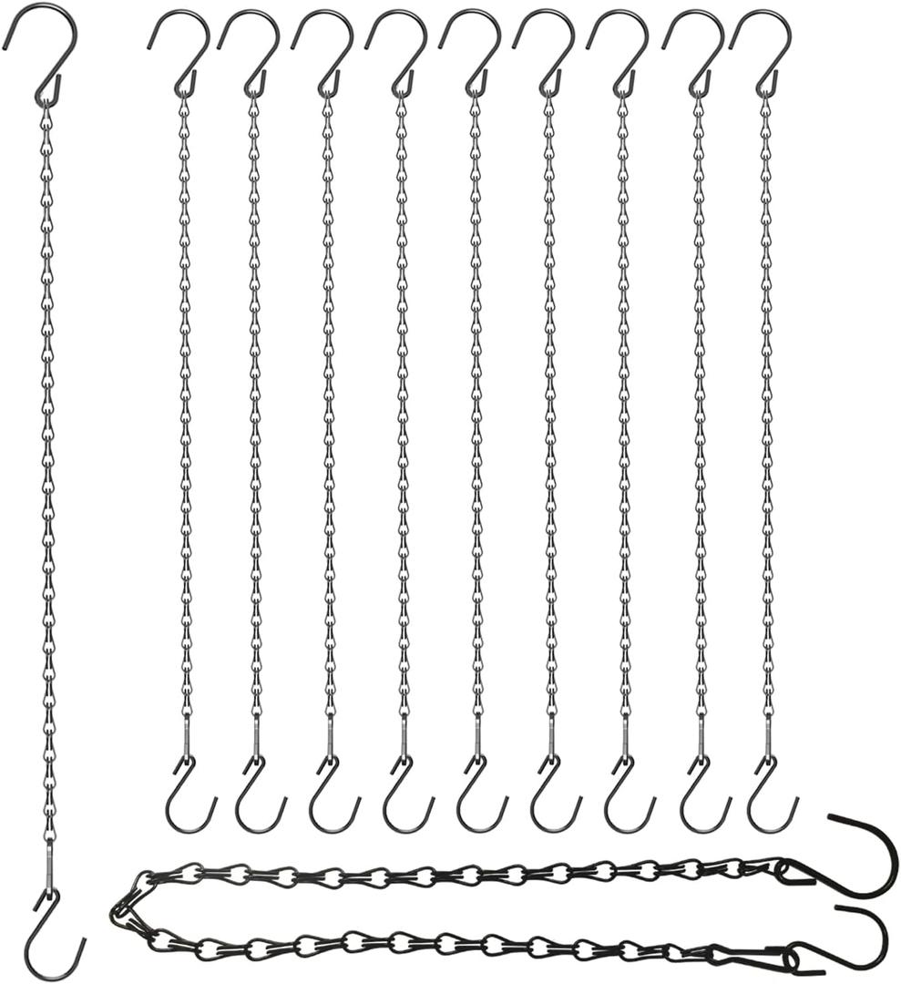 Chain for Hanging Plants, Adjustable Hanging Chain with Hooks, 21 Inch, Black  10 Pack Heavy Duty for Hanging Bird Feeders,Grow Lights, Potted Plants, Neon Sign, Christmas Wrea (BLK/ WHT)