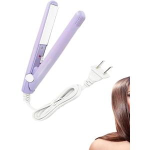 WenTigDY Hair Straightener, 2 in 1 Hair Curler, Mini Hair Straightener, Hairstyling Iron Heating Curler, Tourmaline Ceramic + Plastic, 190C, for Travel, Dormitory or Home (Purple)