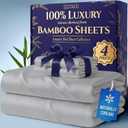 DECOLURE 100% Viscose Derived from Bamboo Sheets King Size - Luxury 4 Pc Naturally Cooling Sheets, Ultra Soft Bed Set - Deep 17" Pockets, Durable Double Stitching, Oeko Tex Standard (Light Grey)