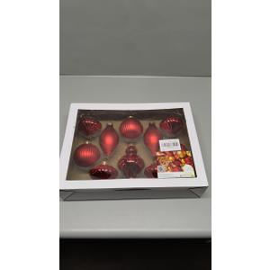 10Pcs Multiple Styles Glass Christmas Ball Ornaments for Tree Decorations, Red