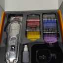 oneisall Professional Dog Grooming Clippers: Cordless Rechargeable Thick Hair Clipper with Detachable Metal Combs, Low Noise Heavy-Duty Pet Clippers for Curly/Fine/Wavy Hair, 676pro (Silver)