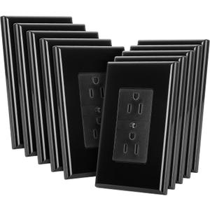 Bates- Duplex Wall Plate, 10 Pack, Black, Electrical Outlet Cover Plates