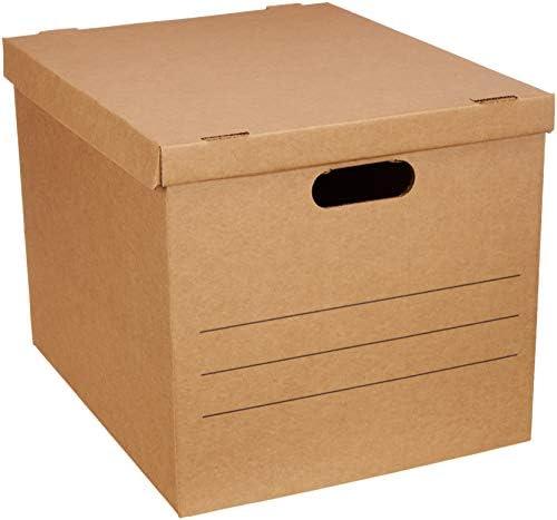 Amazon Basics Moving Boxes with Handles and Lids, 19 x 14.5 x 15.5 in, Brown, 10-Pack, Medium