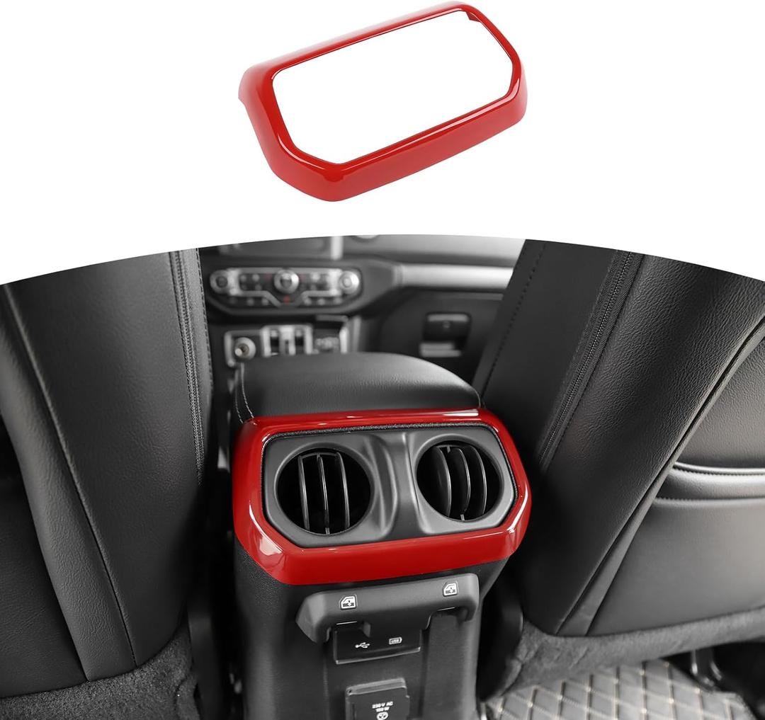RT-TCZ for Jeep JLU Rear Air AC Vent Cover Trim Frame for Jeep Wrangler JLU 2018-Present for Gladiator JT 2020-Present Red Interior Accessories 4 Doors