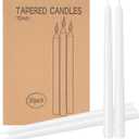 30 Pack White Taper Candles - 10 inch Dripless, Smokeless & Unscented | Long Burning 8 Hours | Hand Poured Tall Candlesticks | Bulk Decorative Candles for Home, Weddings & Parties