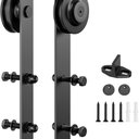Sliding Barn Door Hardware Rollers, Silencer Design, Fit 1 3/8-1 3/4" Thickness Door Panel, Black-Pack of 2