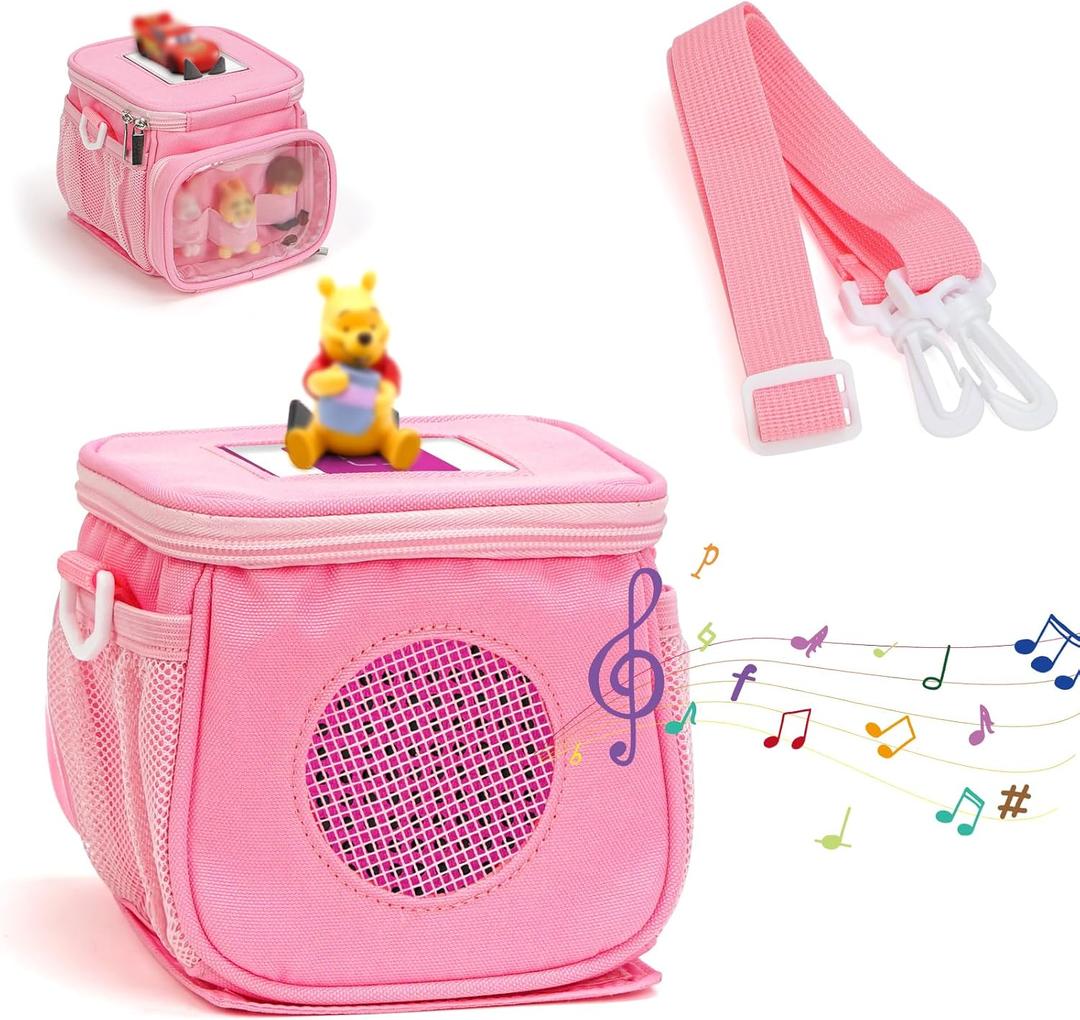 Carrying Case for Toniebox - Storage Bag for Tonies Starter Set, Portable Storage Organizer Travel Bags for Tonie Box Figures Characters Kids Christmas Gifts (Pink)