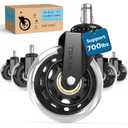 WEWILL Office Chair Wheels - Rubber Casters Replacement Universal Fit 98% Chair(Set of 5) Heavy Duty 3 Inch Smoothly & Quietly Safe for All Floor, Hardwood, Tile, Carpet, Noise Free - Clear