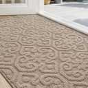 DEXI Front Door Entryway Mat Non Slip, 2x3 ft Washable Inside Entrance for House Floor Low Profile, Thin Entry Doormat Absorbent Dirt Trapper, Light Taupe
