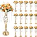 15 Pcs 19.3 Inches Tall Crystal Flower Stand Wedding Road Lead Metal Flower Holders Centerpiece for Wedding Party Crystal Flower Chandelier Metal Flower Vase for Reception Tables Wedding Supplies