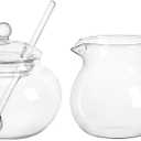 Glass Sugar and Creamer Set, Tea or Coffee Serving Set, Cream Pitcher with Sugar Bowl