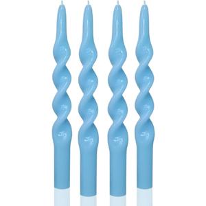 MAITREYA Blue Taper Candles Conical Stick Candles Spiral Taper Candles-Set of 4 for Decoration Weddings Party Church-Unscented Dripless Candles,10inch