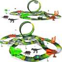 Dinosaur Toys for Kids 3-5, 286 Pcs Create A Dinosaur Toys Race Car for Toddlers, Flexible Track Playset with 2 Dinosaur Cars, Dinosaur Party Favors for 3 4 5 6 Year Old Boys Birthday Gift