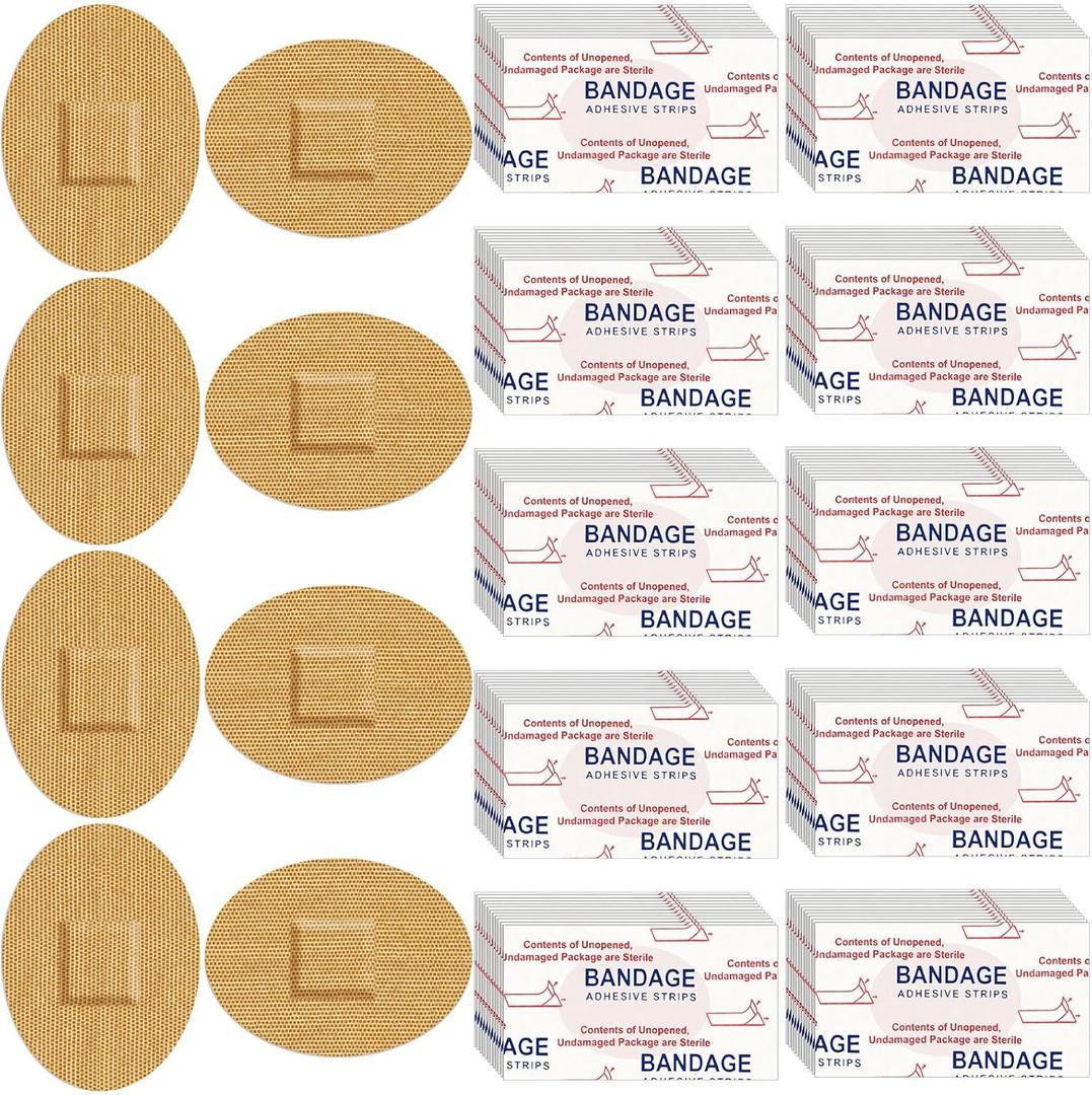 Funtery 200 Pcs 1'' x 1 1/4'' Adhesive Spot Bandage Round Fabric Adhesive Circular Small Face Bandages with Non Stick Pad Latex Free for Skin Wound Care