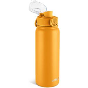GOPPUS 20 Oz Insulated Stainless Steel Water Bottle BPA-Free Sports Water Bottle, Great for Travel, with Chug Lid - Leak & Sweat Proof with Anti-Dust Lid(orange)