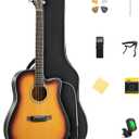 Donner 41-Inch Acoustic Electric Guitar Kit for Beginners, Full Size with Capo, Picks, Tuner, Strings, Strap - Sunbrust