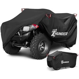 JUSTHUNDER ATV Cover Outdoor Waterproof Windproof 4 Wheeler Cover Heavy Duty Ripstop UV Protects Four Wheeler from Sun Rain Snow, Quad Cover for Polaris Yamaha Suzuki Honda L